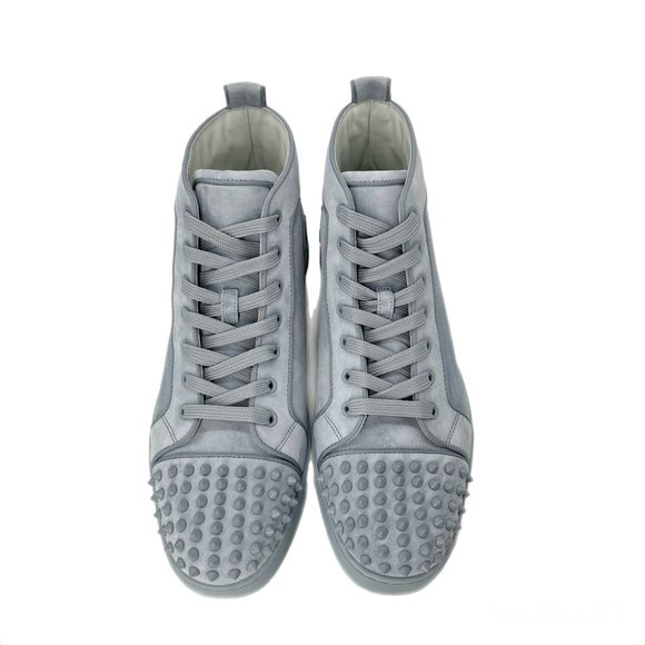 Christian Louboutin Lou Spikes Orlato Suede High-top Sneakers Paseo Blue US 11 - Picture 10 of 15